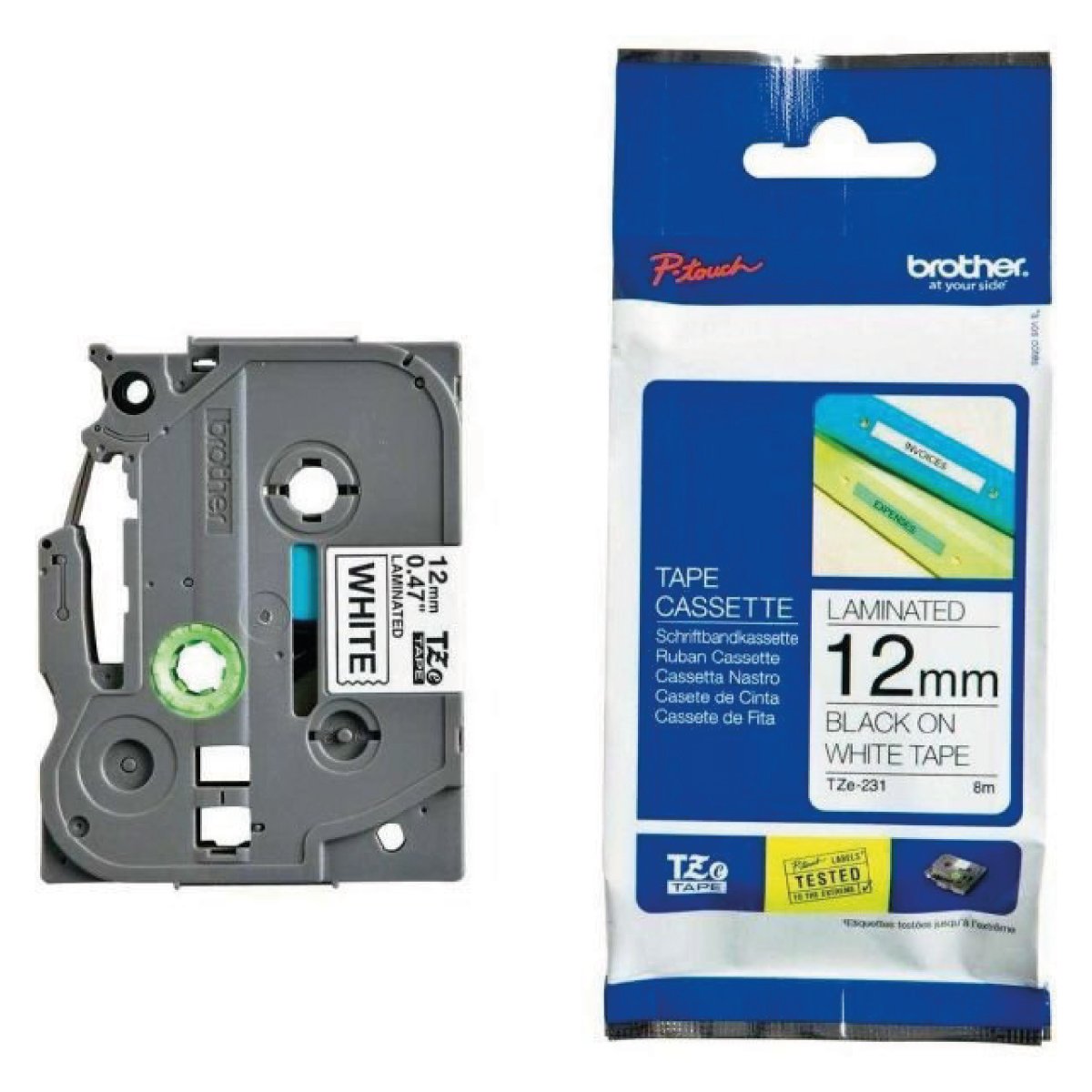 Cinta Para Rotuladora Brother Original Tze231 negro sobre blanco