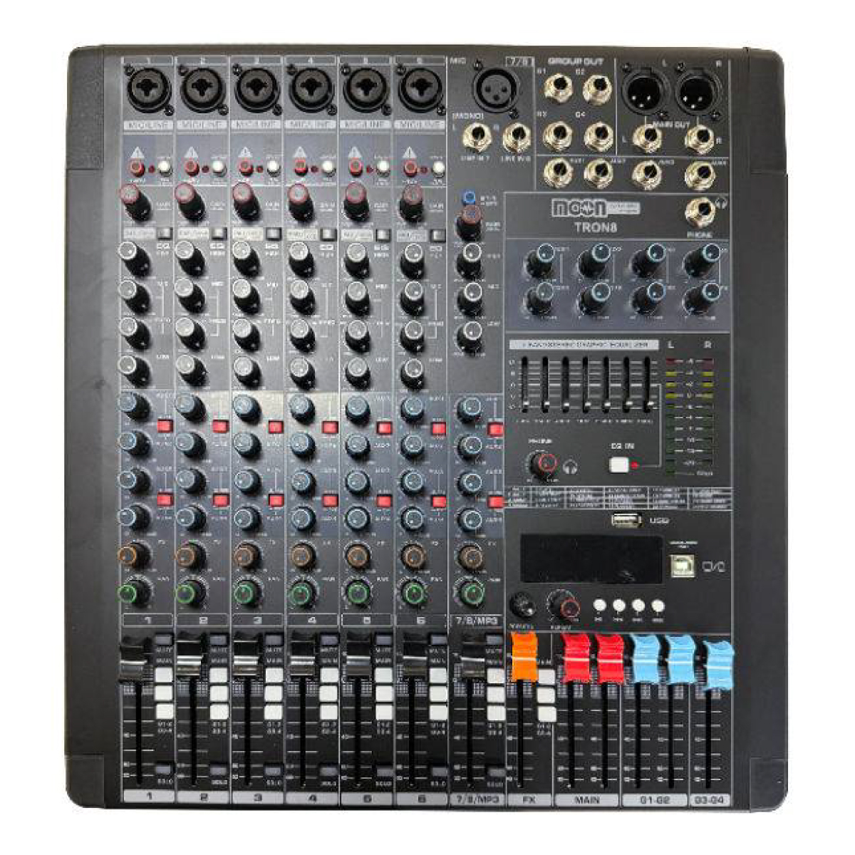 Mixer 8 Canales Bluetooth usb Moon Tron8