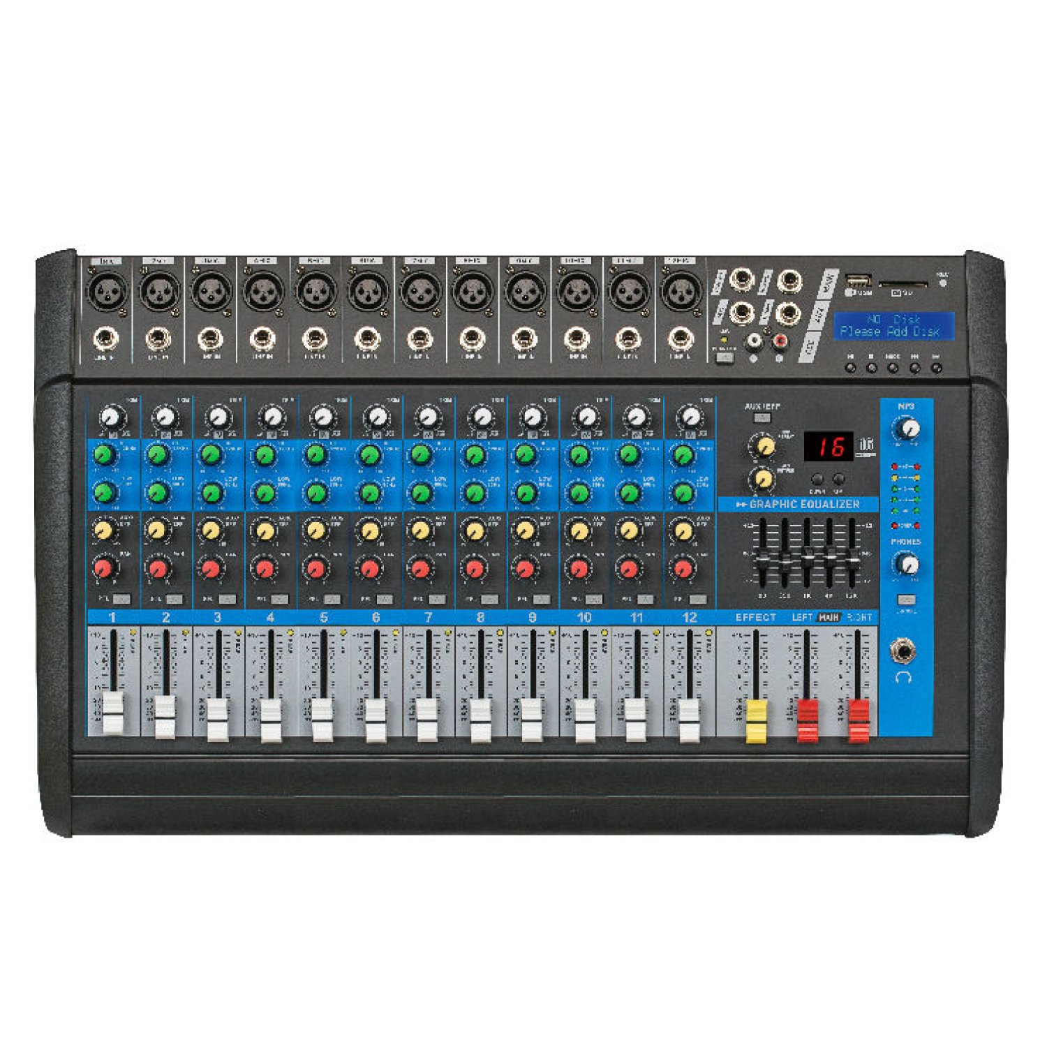 Consola potenciada 12 canales bluetooth (250W+250W 4Ohms) Moon PM122