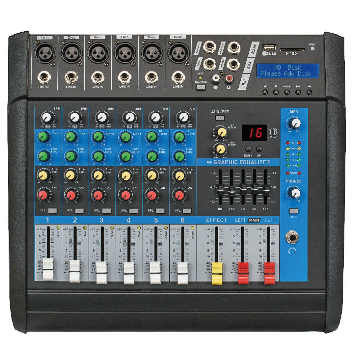 Consola potenciada 6 Canales Moon Pm602