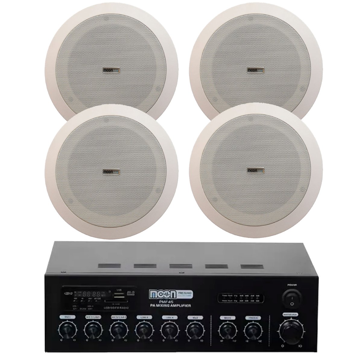 Combo Amplificador Pmf45 + 4 Parlantes Embutir Rbs106