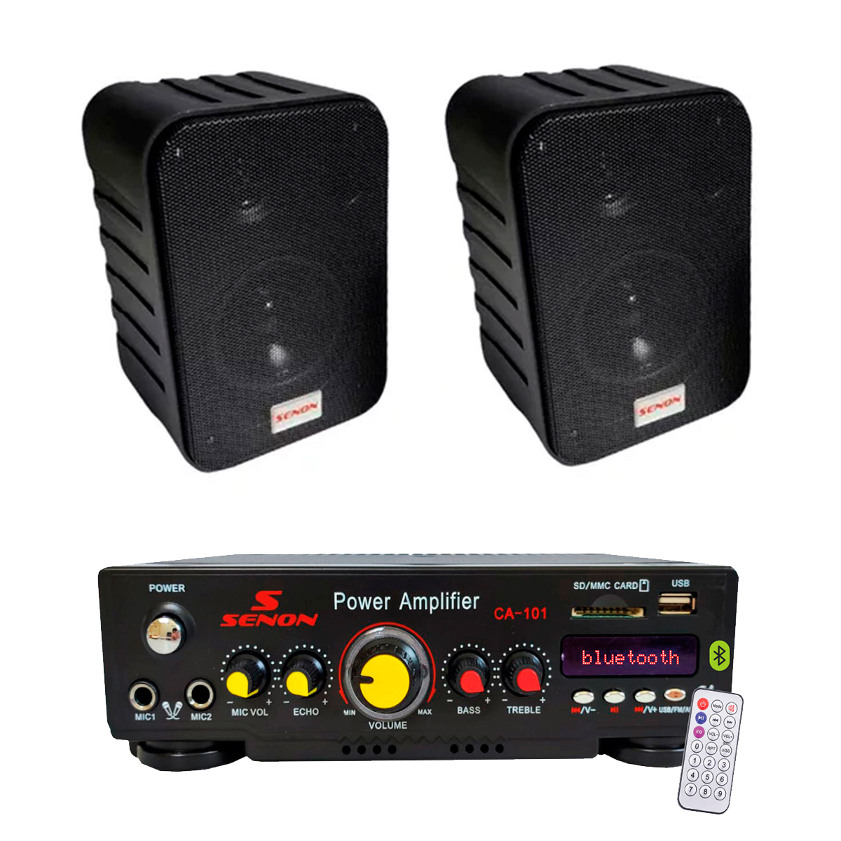 Combo Senon Mini Amplificador Ca101 + 2 Parlantes Mr4 Negros