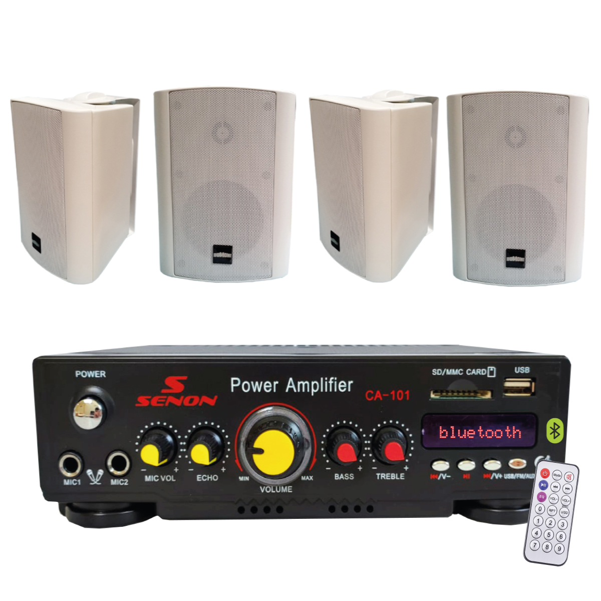 Combo Mini Amplificador Bluetooth + 4 Bafles Dumont B4 BLANCO