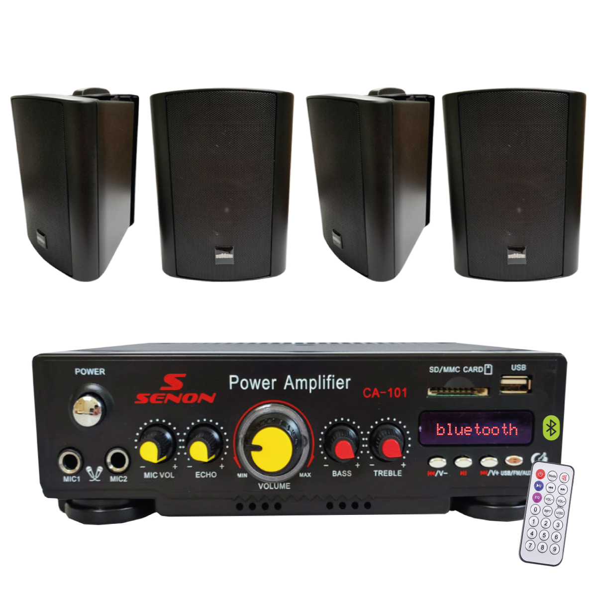 Combo Mini Amplificador Bluetooth + 4 Bafles Dumont B4 Negro
