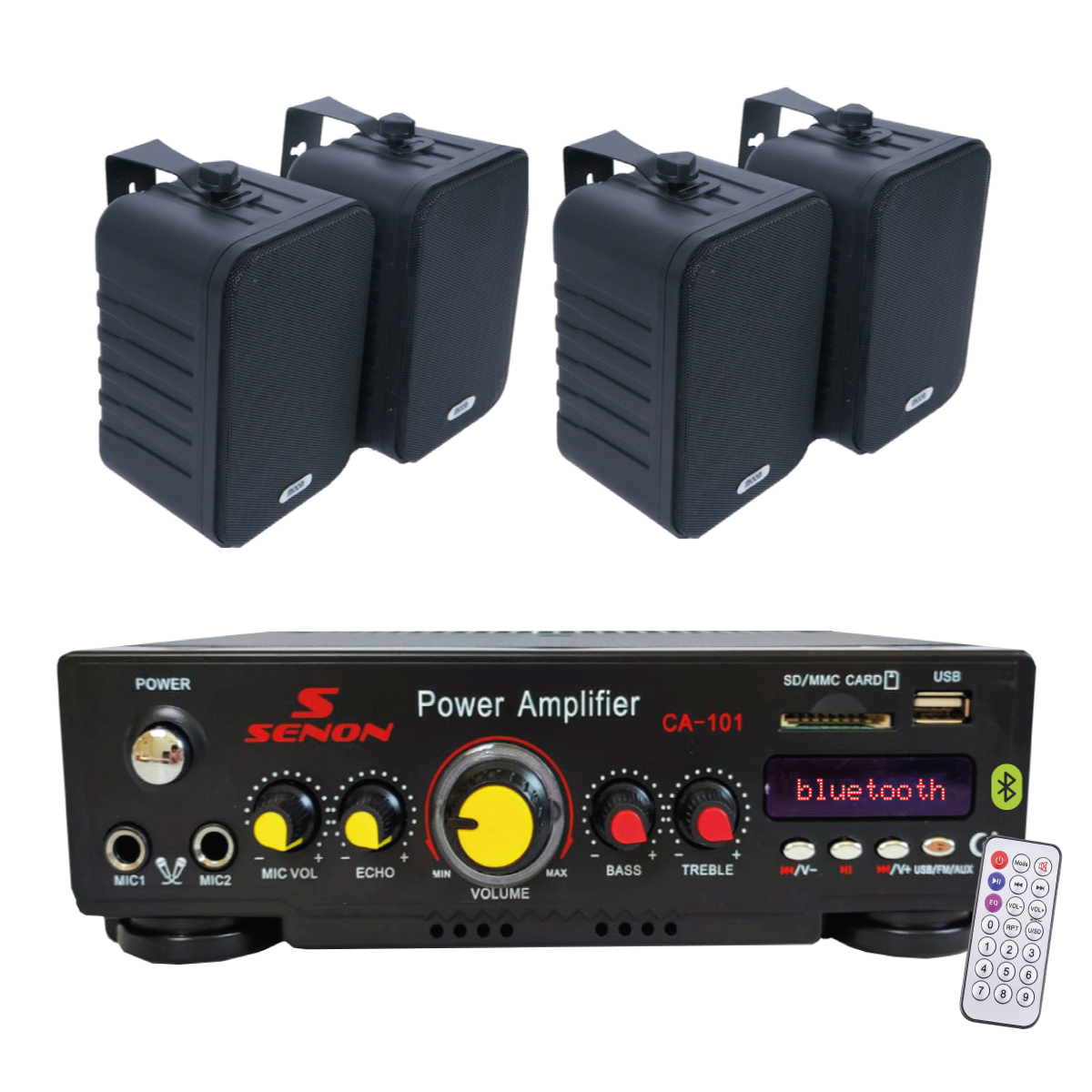 Combo Mini Amplificador Bluetooth + 4 Bafles Moon M4PL negro