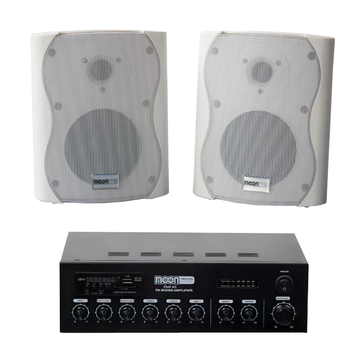 Combo Amplificador 45w Usb Bt + 2 Torch5 C/ Trafo Blanco