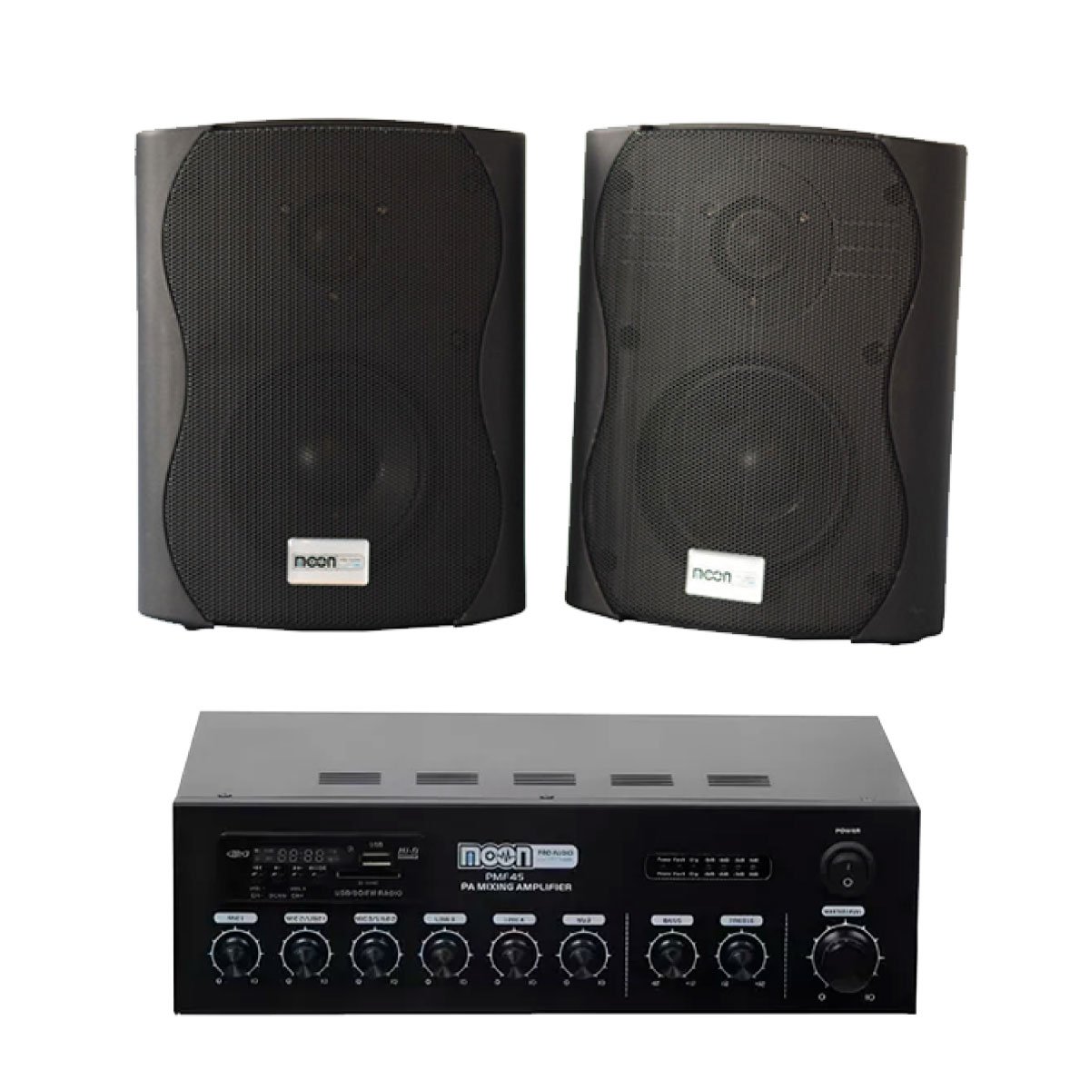 Combo Amplificador 45w Usb Bt + 2 Torch6 C/ Trafo Negro