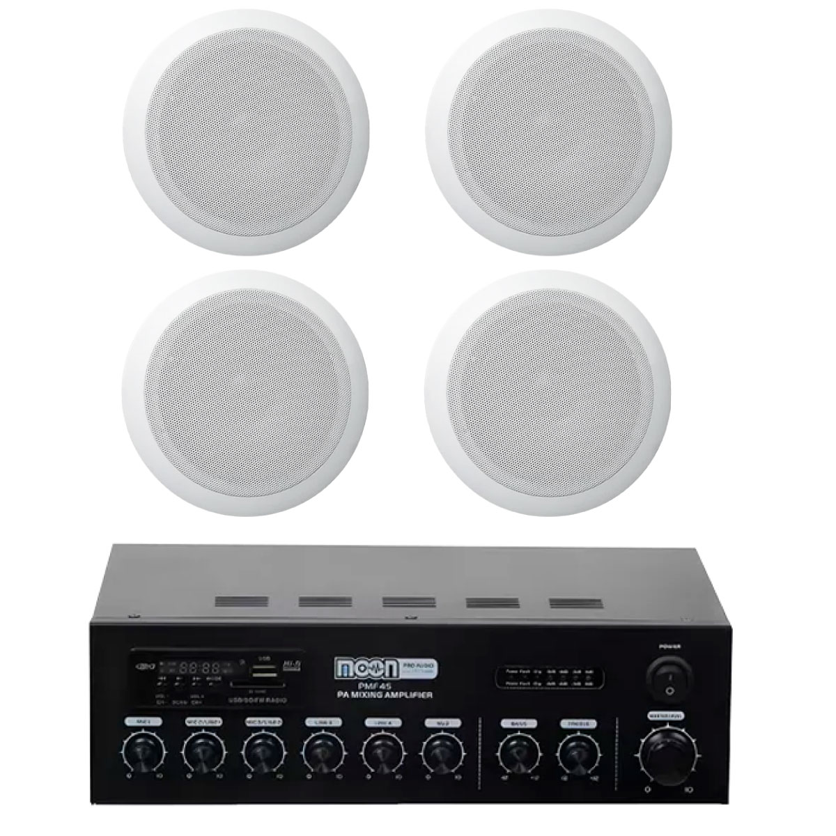 Combo Amplificador Moon 45w Bt + 4 parlantes de embutir Roof6