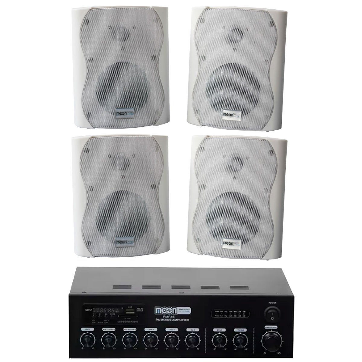 Combo Amplificador 45w Usb Bt + 4 Torch5 C/ Trafo Blanco