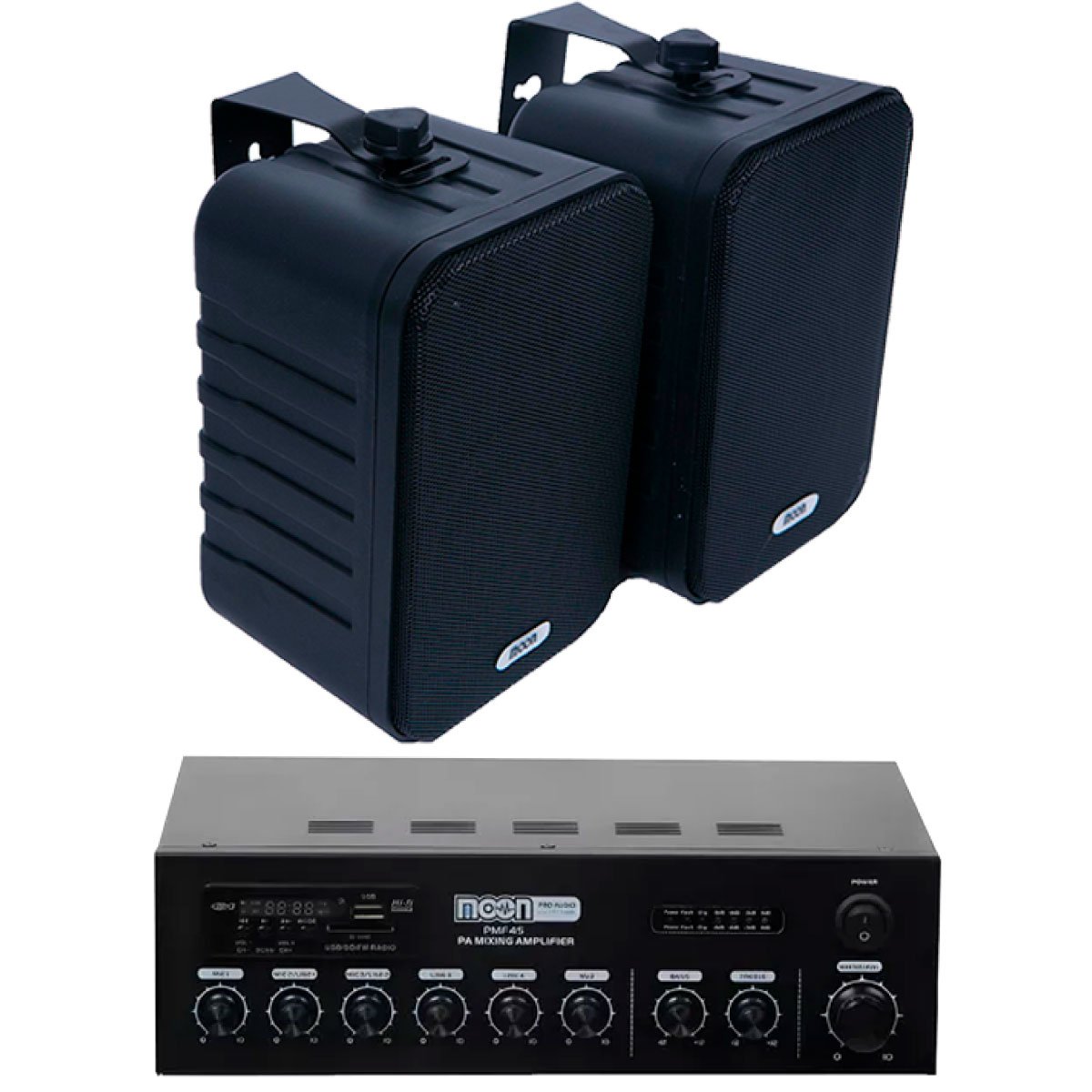 Combo Moon Amplificador 45w + 2 Bafles 4" M4pl/MR4 Negro