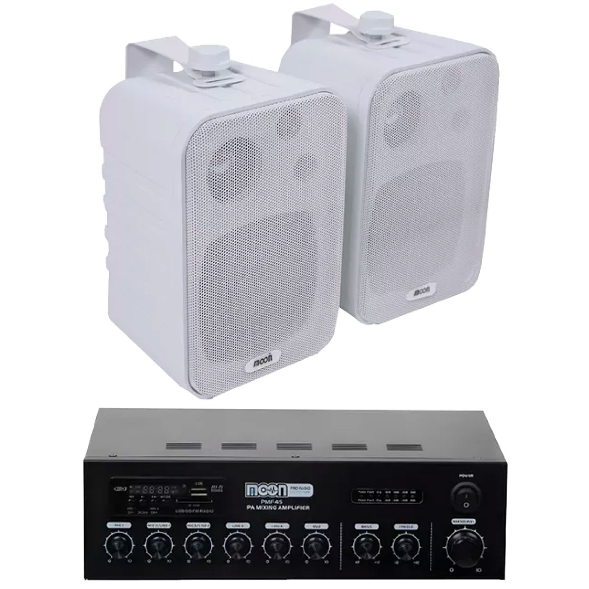 Combo Moon Amplificador 45w + 2 Bafles 4" M4pl/MR4 Blanco