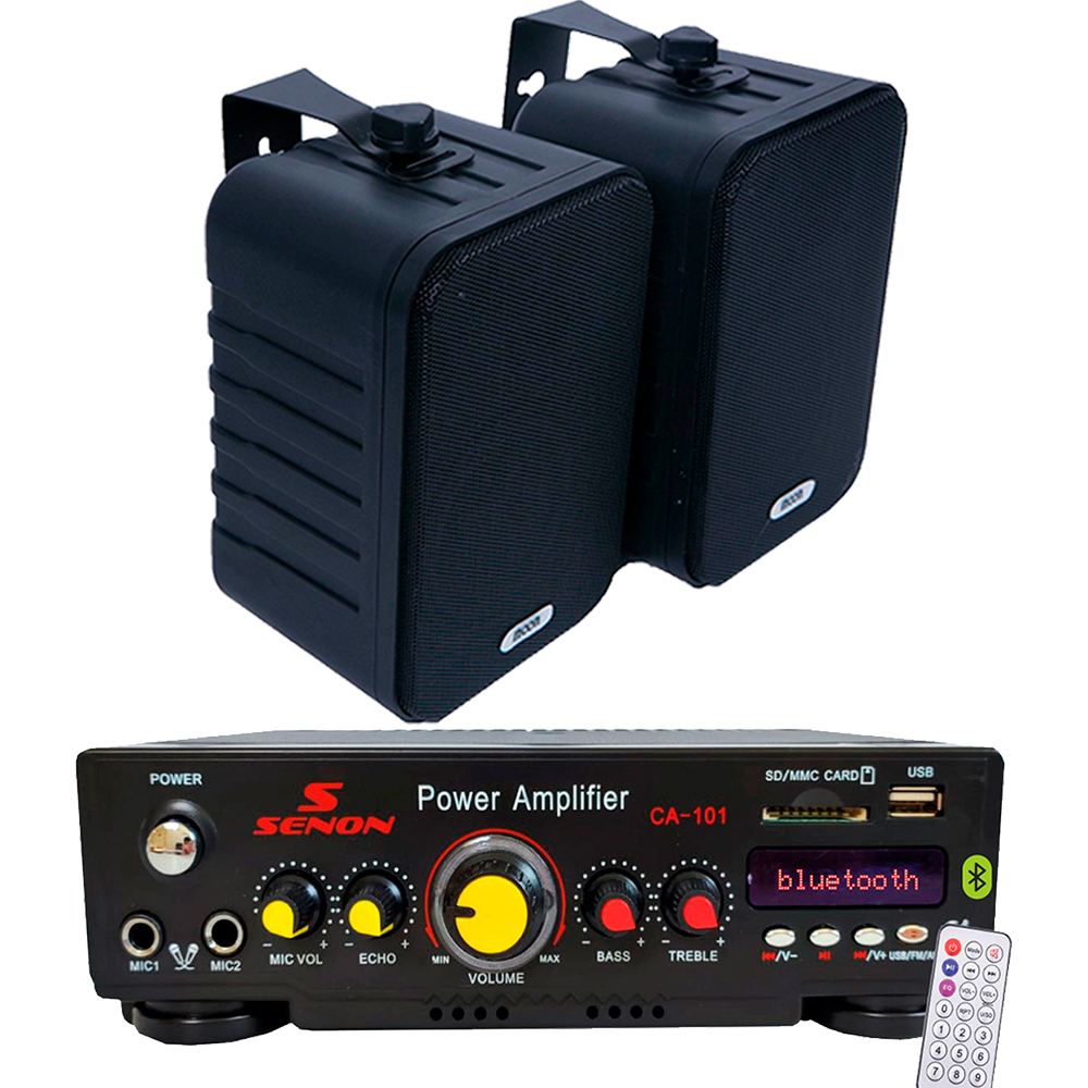 Combo audio funcional 1: miniamplificador ca101 + 2 bafles m4pl negros