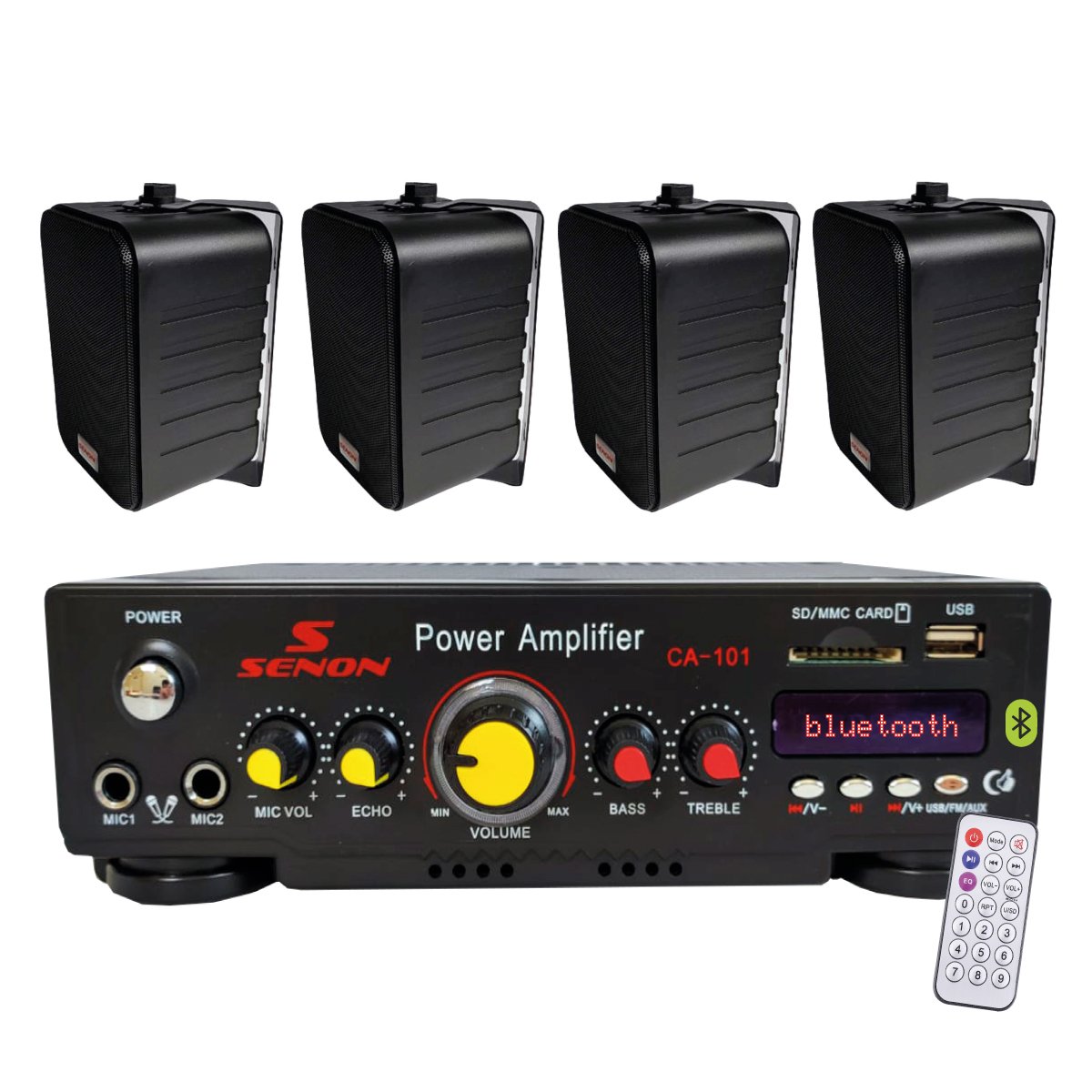 Combo Senon Mini Amplificador Ca101 + 4 Parlantes Mr4 Negro