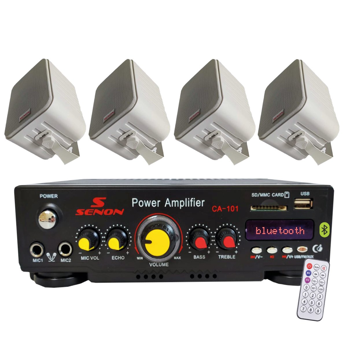 Combo Senon Mini Amplificador Ca101 + 4 Parlantes Mr4 Blanco